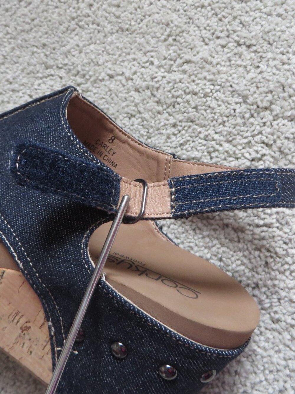Corkys footwear womens carley wedges sandals size 8 dark blue denim - Picture 9 of 12